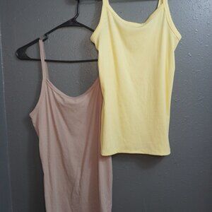 No Boundaries Womens Pink Yellow Bundle (2) Ribbed Tank Tops Size Medium-Large